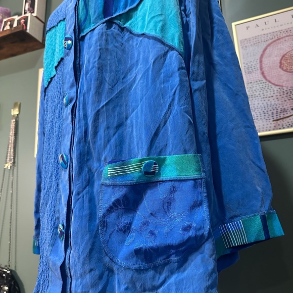 Christina Hope Vintage Vibrant Blue Coastal Long Sleeve Size XL 😻 - Picture 5 of 6